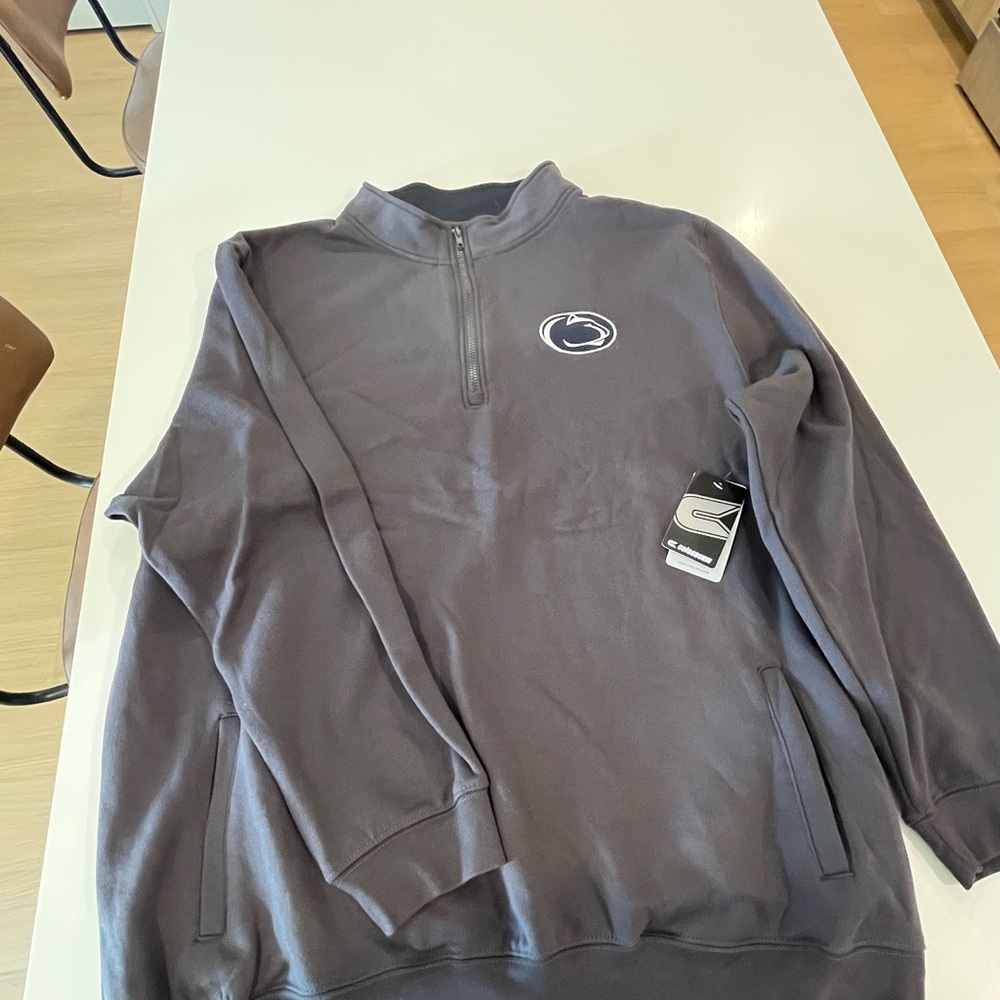 Colosseum Men's Dark Gray Penn State Zip-Up Sweater